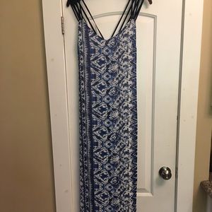 Blue patterned summer maxi dress